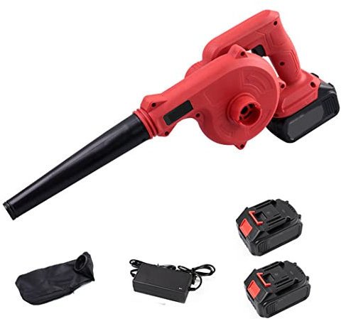 LANGWEI Soffiatore per Foglie Senza Fili, Aspira/Soffia Soffiatori Manuali Elettrici Ricaricabili 2 in 1 con Batteria E Caricabatterie per La Cura del Prato del Cortile, Pulizia della Polvere,Rosso