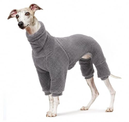 babepet Gemütliche Polarfleece-Kleidung für Windhunde, Vierbeiner-Hundemantel, winddichter Rollkragenpullover, super warmer Winterpullover für Whippet Windhund Lurcher - Grau-L
