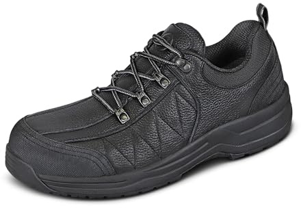 Orthofeet Men's Orthopedic Dolomite Waterproof Slip-Resistant Work Shoe, Black, Size 10 Wide