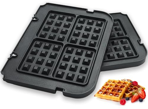 Waffle Plates for Cuisinart Griddler GR-4N, GR-5B, GR-6 and GRID-8N Series - 4 Slicer Nonstick Coating Baking Plates