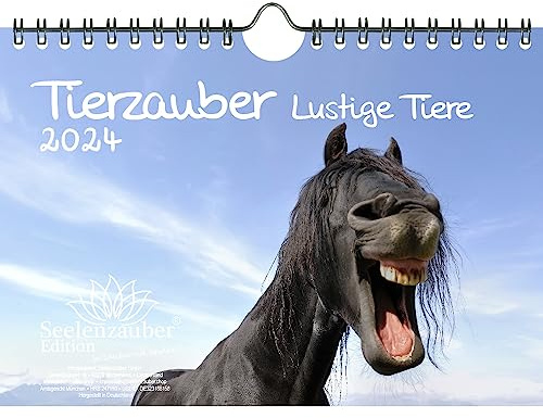 Tierzauber lustige Tiere DIN A5 Wandkalender für 2024 Lustige Momente mit Tieren - Seelenzauber