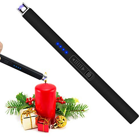 Zanmuk Feuerzeug Elektrisch Lichtbogen Stabfeuerzeug - Elektrisches Feuerzeug Lang USB Aufladbar Lighter (Schwarz)