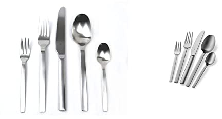 WMF Alteo Besteck Set 12 Personen, Essbesteck 60 teilig & Alteo Edelstahl Besteck Set 6 Personen, 30-teilig, Monobloc-Messer, Cromargan Edelstahl mattiert, spülmaschinenfest