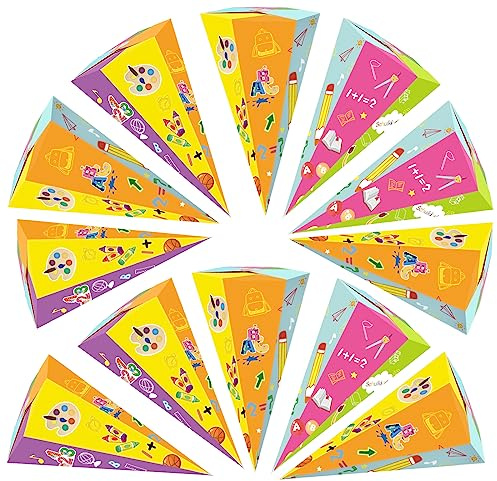 JIASHA 12stk Schultüte Bastelset,Geschwister schultüte,Faltbare Zuckertüte für die Einschulung zum Schulanfang,Zuckertüte zur Einschulung,Geschenkverpackung Schultüte für Junge und Mädchen