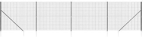 vidaXL Maschendrahtzaun, Gartenzaun Wildzaun mit Bodenhülsen PVC Beschichtung, Drahtzaun Begrenzungszaun für Außenbereich, Drahtgitter Maschendraht, Anthrazit