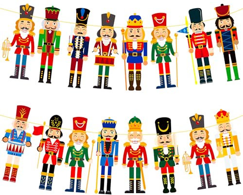 2pcs Nutcracker Christmas Banner Decorations - Nutcracker Soldier Banner & Party Supplies for Kids & Adults
