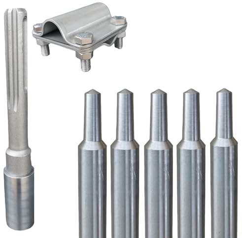 PAG Turbo GmbH® - Tiefenerder Ø20mm V4A Edelstahl Erder + Klemme + SDS Max Schlagkopf (5m SET + Klemme + SDS Schlagkopf)