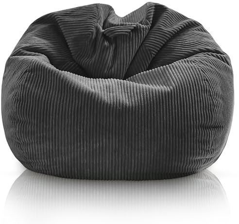 Aiire Sitzsack Cord für Kinder Mädchen - Bean Bag Chair Flauschig mit Füllung - Bodenkissen Grob, Chill Sessel für Erwachsene und Deko Jungen – Relaxo Sitzsäcke XXL für Kuschelecke