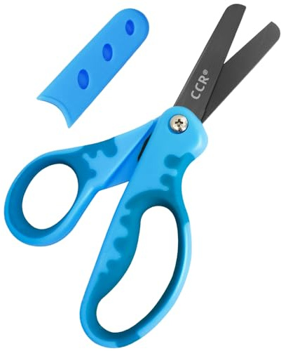 CCR Bambini Forbici di Sicurezza con Rivestimento Nero da 13,5 cm con Copertura e Impugnatura Morbida per Casa, Scuola e Artigianato