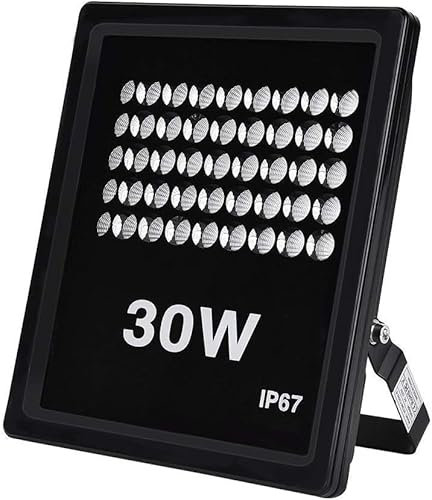 Proiettore Proiettore da 100 W, Impermeabile IP67, Proiettore Industriale a LED per Esterni, Resistente all'Acqua, 10000LM, Bianco 6000K per Faretto per Giardino, Garage, Cantina e Patio (Dimensioni