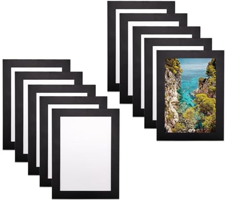 0XBIT Magnetrahmen, 10 Stück Bilderrahmen Selbstklebend, A6 Rahmen mit Magnetverschluss Schwarzem Rand, Mattierte Oberfläche für Informationsrahmen Wände Anzeigen