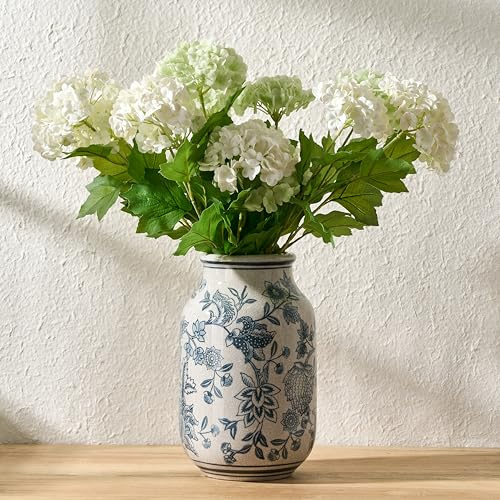 Siducal, Vintage-Vase, Chinoiserie-Blumenvase aus Keramik, Retro, Krakelee-Effekt, Porzellan, für Heimdekor, Tischakzente, Wohnzimmer, Bücherregal, Büro, 23,9 cm, blau-weiß