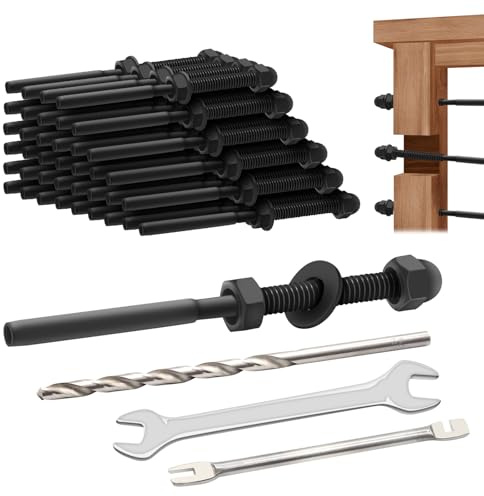 Andorm 40pcs 1/8 Cable Railing Tensioner Terminal Kit Black, Threaded Swage Stud Tension for 4x4 2x2 Post, Deck Cable Ends, Railing Wire Tensioner Kit, Deck Railing Fittings
