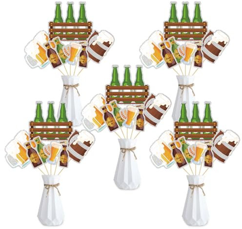 Beer Centerpiece Sticks - 15pcs Cheers and Beers Table Toppers - Aged to Perfection 30th 40th 50th Birthday Theme Party Decorations