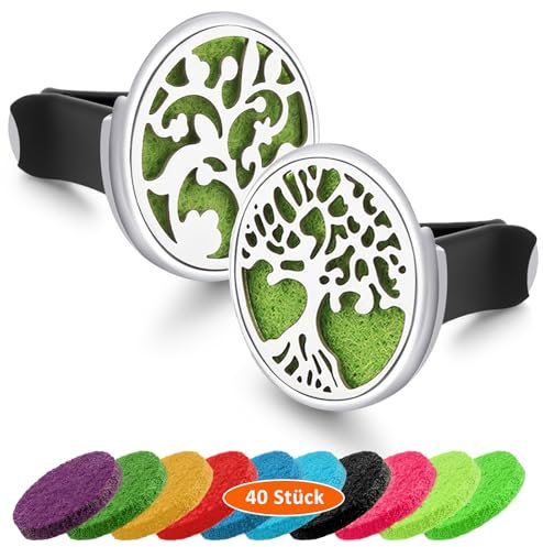 2 piezas de aromaterapia para coche, ambientador de aire de acero inoxidable, 40 piezas de repuesto, difusor de aceite esencial, oficina