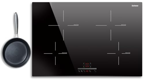 Karinear 30 Inch Induction Cooktop, 4 Burners Electric Cooktop With Touch Control, 9 Power Level Drop-in Induction Stove top, Child Safety Lock & Timer, 7200w,220V, No Plug(come with a pot)