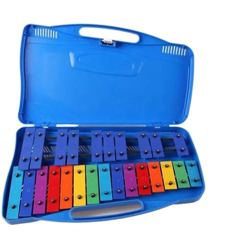 Xylophon-Instrument 25 Noten Buntes Chromatisches Xylophon Mit Metalltasten Musikinstrumente Klavier Für Anfänger(Blue)