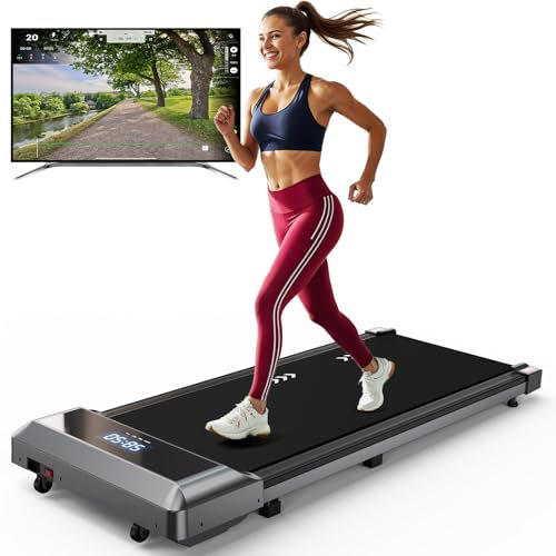VOWVIT Laufband für Zuhause,Walking Pad mit LED Display 110KG Belastbarkeit, 1-6 km/h Geschwindigkeit, APP-Steuerung und Bluetooth - Flexibles Unter Schreibtisch Laufband