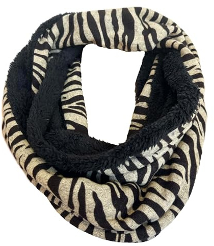 J26 Leopard Zebra Kuschelig Warmer Winter Loop Schal Fleece Schlauchschal Rundschal Leo flauschig Unisex