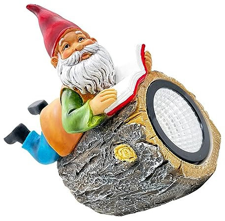 SUPVOX Lampe Solaire Pour Pelouse Statue Naine En Résine Décoration De Jardin Solaire Gnome Lumière De Paysage Décoration De Jardin Solaire
