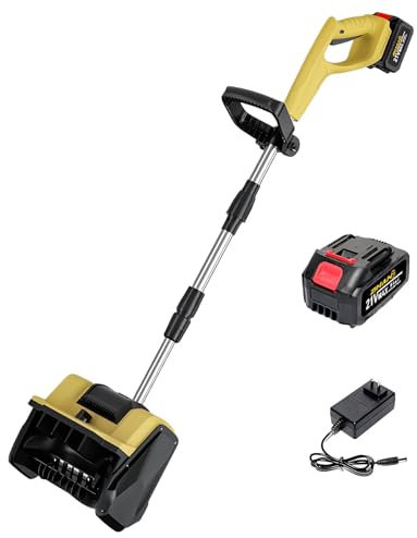 Spazzaneve Potente, Efficiente Spazzaneve con Piastra Direzionale, Asta Retrattile, Spazzaneve Elettrico a Batteria per Patio, Terrazzo, Vialetto(One Battery)