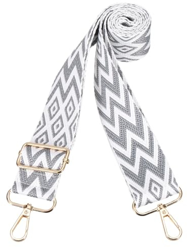 PATIKIL 55in Purse Straps Replacement Crossbody, Bag Straps Crossbody Universal Adjustable Canvas Bohemian for Purses Handbags Guitar, Gray