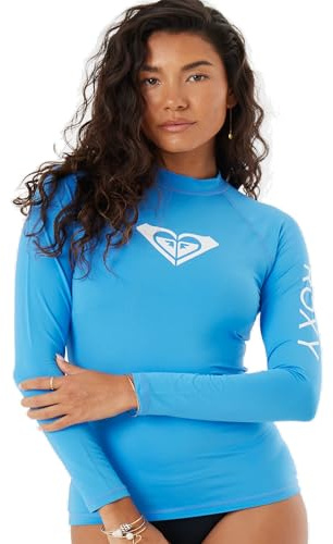 Roxy Damen Rashguard - UPF 50+, Kompressionspassform, Surfen, Wandern, Yoga, schnelltrocknendes Schwimmshirt, Blau, Medium
