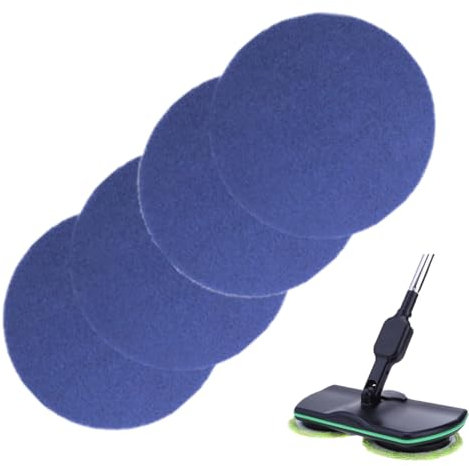 4 Pcs Round Floor Scrubber Pads, Electric Cordless Rechargeable Powered Mop Pads Replacement for Cleaning and Polishing Hardwood Tile Parquet Floors (Blue)