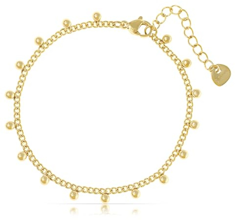 Made by Nami Armband Damen Gold oder Silber mit Perlen aus Chirurgischem Edelstahl 16 + 3 cm Perlenarmband Wasserfester Schmuck Hypoallergen