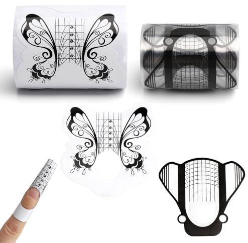 APOMOONS 200 PCS Moldes Uñas de Moldes Guías Pegatinas Plantilla de Bandeja de Papel Consejos de Arte Adhesivo Forma Extensión de Uñas para Gel UV Extensión de Uñas Acrílicas