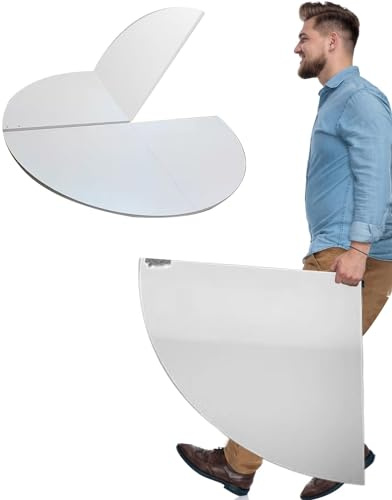 Tavolo da lavoro pieghevole, rotondo, per interni ed esterni, diametro 120-200 cm, facile da riporre, senza gambe, finitura bianca, 130 cm