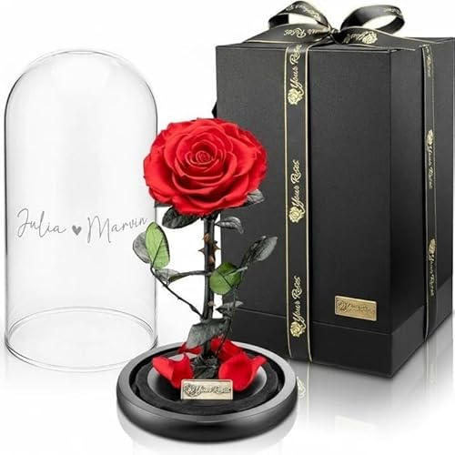 [Personalisiert] YourRoses® echte Premium Rose im Glas mit Einer wunderschönen Geschenkbox | Lange Haltbarkeit & edles Geschenk als Liebesbeweis | EIN Geschenk vom Herzen