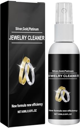 Limpiador de Joyas de Plata,Spray Limpiador de Joyas,Rápido y Eficaz Líquido Limpia Plata con Cesta,Collares,Anillos,Renueva el Brillo de La Joya 60ML