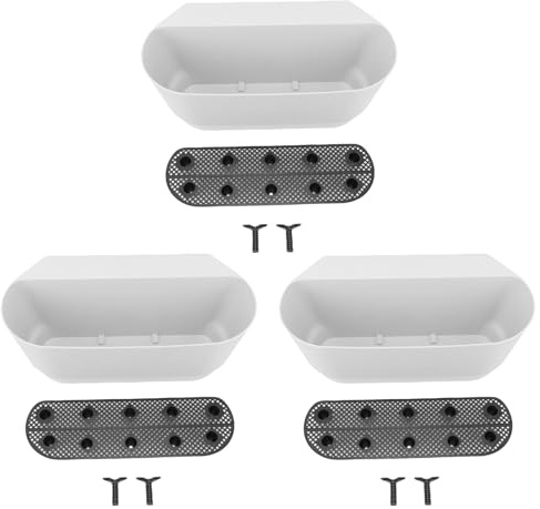 Fockety Plantador Colgante Rectangular, Ollas de Flores de Barandilla con Agujeros de Drenaje para el Jardín de Porche de Ventana de Balcón, Caja de Plantador de Estilo Country para (White)