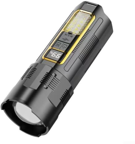 Linterna LED de 30 W con batería de litio recargable y cabezal con zoom, proporciona iluminación brillante y amplia para acampar y actividades al aire libre