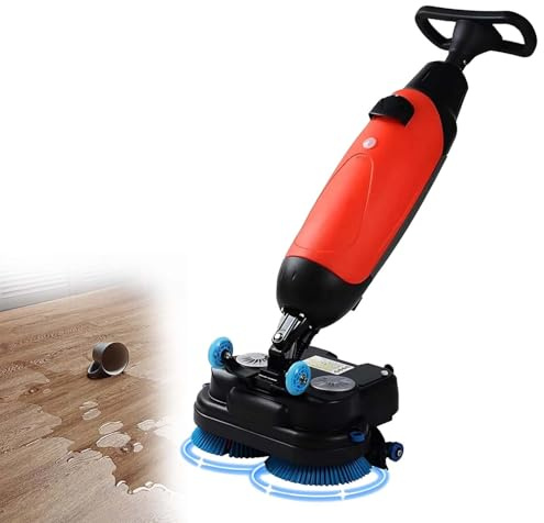 zhenmaster Fregadora de Pisos Comercial de Alta Eficiencia, Máquina 3 en 1 con Ancho de Limpieza de 17, Batería Recargable y Cepillos Dobles, Ideal para Oficinas, Escuelas y Tiendas(Red)
