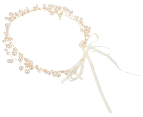 OUNONA Collar de Perlas Cabello Que Conserva el Color Tocado Nupcial Elegante para Novias Mujeres y Niñas para Eventos Formales y Estilo Informal Diadema de Perlas