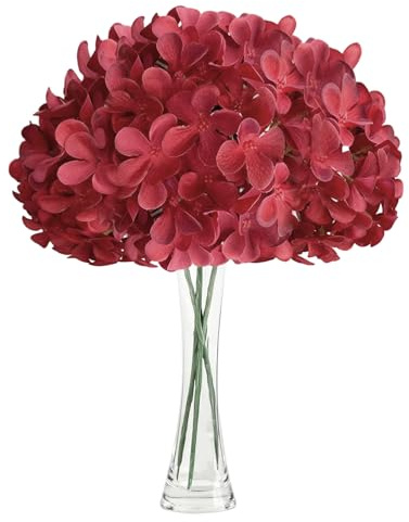 JOZMMZEOOA Fiori artificiali di ortensia, 3 pezzi, 68 cm, fiori finti realistici al tatto, per matrimoni, uffici, bar, decorazioni per la casa, cucina (rosso)