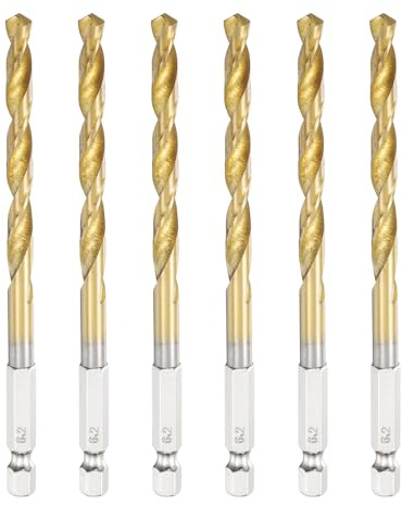 QUARKZMAN 6 Piezas barrena De Taladro Con Diámetro De Perforación De 6.2mm | Hexagonal De 1/4 De Titanio, Y Longitud De 120mm, Brocas De Acero Rápido, Para Metal Endurecido Acero Plástico