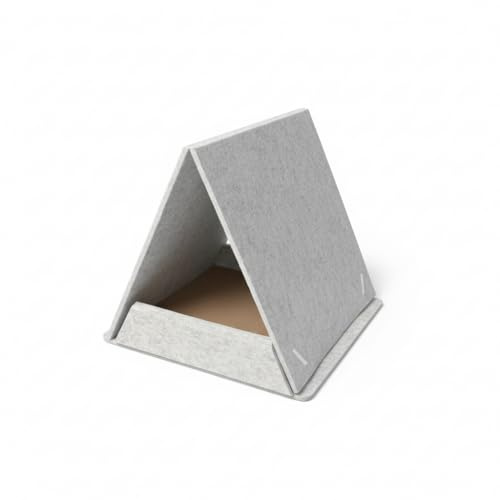 Katzenhaus aus Filz im Zeltformat mit Kratzpappe 40×38,5×40 cm – Faltbare Katzenhöhle Katzenbett flauschig Katzenzelt zum Kratzen, Schlafen & Verstecken - Grau