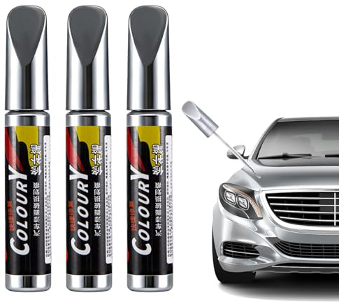 3 Stück Silber Lackstift Auto, Lack Reparaturstift Auto Lackstift Lackreparaturstift Autolack Kratzer Entfernen, Car Scratch Remover, Metallic Lack stift Silber Glänzend Korrodiert Autos Nicht (12ml)