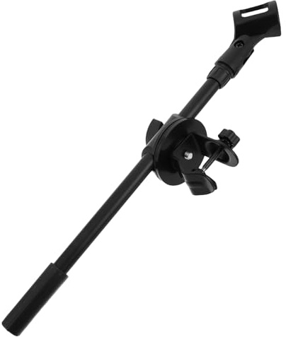 WESIEVYA Adjustable Clamp-on Microphone Stand Mini Mic Clip Holder, Short Crossbar Mount for Wireless and Wired Handheld Mics, Desktop Recording Podcast Accessory