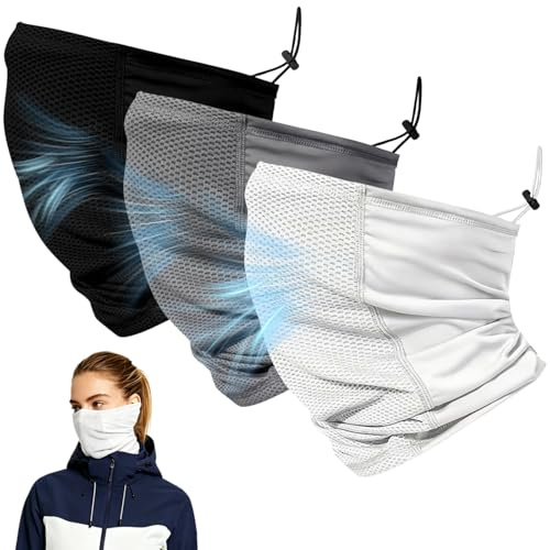 XIABYAYU 3 Pezzi Scaldacollo Moto Estivo, Multifunzione Fascia, Multiuso Fascia Bandana, Scaldacollo Estivo, Elastico E Traspirante, Con Protezione UV, Unisex, Adatto per Ciclismo, Sci E Corsa