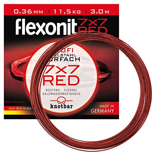 Flexonit Unisex – Erwachsene 10C4050801019462C10 Stahlvorfach Angeln Meterware-Red 7x7 0,27mm Länge 100m, Bunt, Normal