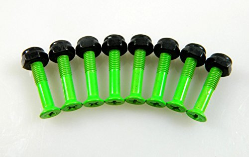 Blank 1.25 Inch Color Skateboard Mounting Hardware Screws (Green)
