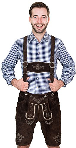 SYMPHONIE WESTERWALD Lederhose Herren kurz, Echtleder, Dunkelbraun, Gr. 60