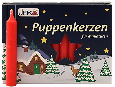 OLShop AG 2er Pack Puppenkerzen rot ca. 10 x 65 mm (2 x 20 Stück), Puppenlichter, Miniaturkerzen, Weihnachtskerzen, Kerzen