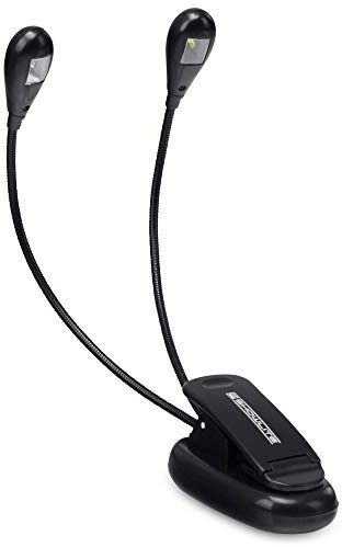Showlite 10er Set Bright Light 2 LED Notenpultleuchte (2 lichtstarke LEDs, gleichmäßige Ausleuchtung, universell einsetzbar, lange Lebensdauer, inkl. Batterien) Schwarz