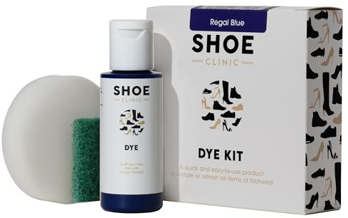 Shoe Clinic Shoe Colouring Kit | Complete Shoe Dye Kit for Leather, Fabric, Satin & Canvas Fabrics | Restore or Change The Colour of Footwear | Use on Trainers, Boots Sneakers & More | (Regal Blue)
