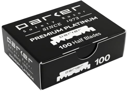 Parker Premium Platinum 1/2 Cuchillas - 100 Unidades Para Maquinilla de Afeitar Profesional de Barbero y Estilo Shavette Desechable